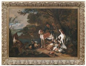 Geflugeljagd In Bewaldeter Landschaft by Adriaen de Gryef