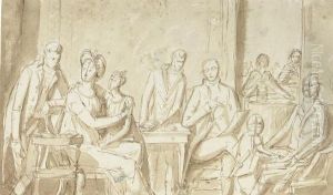 A Family Group In An Interior by Giovanni Battista De Gubernatis