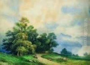 Paesaggio Lacustre Con Figura by Giovanni Battista De Gubernatis