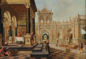 Lazare Et Le Mauvais Riche Dans Un Interieur De Palais by Nicolaes de Gyselaer