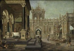 Feast In The House Of The Rich Man by Nicolaes de Gyselaer