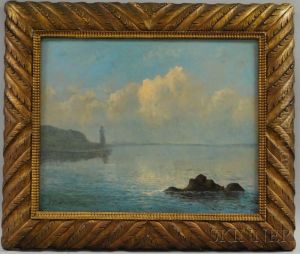 Coastal View With Distant Lighthouse by Mauritz F. H. de Haas