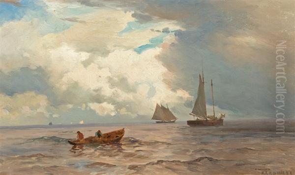 Ships Off A Coast - view 1