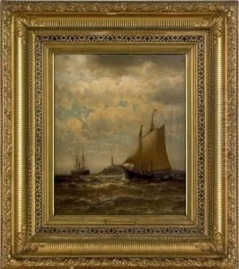 Seascape With Lighthouse by Mauritz F. H. de Haas