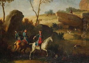 Hungarian Hunting Scene by Johann Georg Hamilton