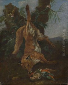 Jagdstillleben Mit Erlegtem Fuchs. by Johann Georg Hamilton