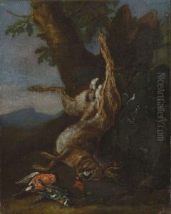 Jagdstillleben Mit Erlegtem Hasen. by Johann Georg Hamilton