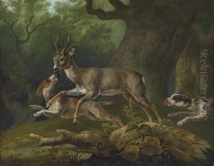 A Roe Buck Chased By Hounds by Ferdinand Phillip de Hamilton