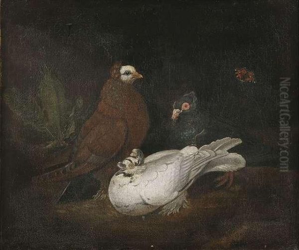 Doves With A Peacock Moth. - view 1
