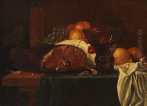Stillleben Mit Schinken, Fruchten, Bier- Und Weinglas