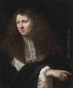 Portrait Of A Gentleman, Bust-length, In A Black Coat With A Lacesleeve And Scarf by Jan De Herdt