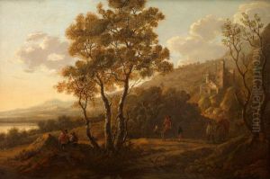 Bewaldete Landschaft Mit Burgruine Und Reitern by Willem de Heusch