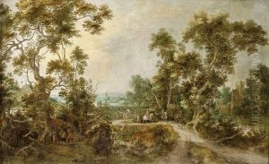Chasseurs Dans Un Paysage by Gillis Claesz De Hondecoeter