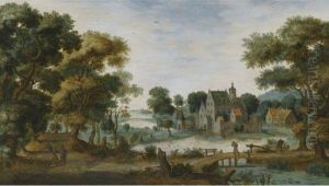 A Wooded River Landscape A Wooded River Landscape