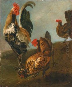 Paesaggio Con Un Gallo E Tre Galline by Gijsbert Gillisz. de Hondecoeter