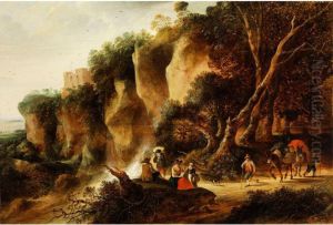 Wanderer Bei Der Rast by Gijsbert Gillisz. de Hondecoeter