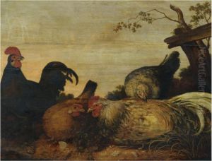 Poultry In A Landscape by Gijsbert Gillisz. de Hondecoeter