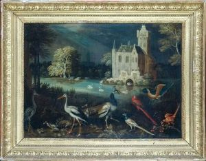 Paysage Aux Oiseaux Pres Du Chateau by Gijsbert Gillisz. de Hondecoeter