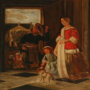 A Fisherman Selling His Goods To A Young Mother