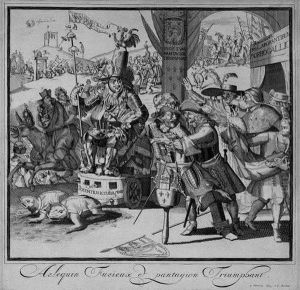 Arlequin Furieux Et Pantagion Triumphat by Romeyn de Hooghe