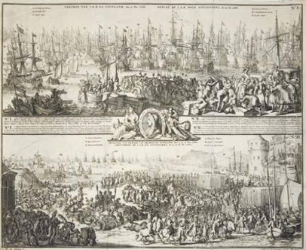Hooge Aenkomst Van S.k.h.d.p Van Orangie In Engeland, Den 15. En 16 Nov. 1688.; And Lager-huys Van Engelandt - view 1