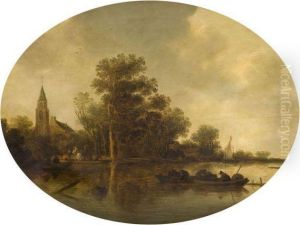 Pecheurs Sur La Riviere by Reinier Van Der Laeck