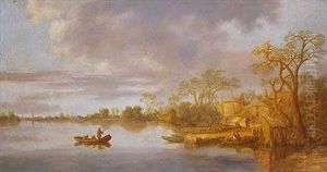 Paisaje Fluvial Con Pescadores