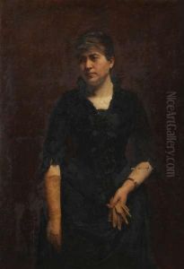 Portret Van Een Dame In Het Zwart by Edouard De Jans