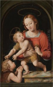 The Virgin Mary With The Christ Child And The Infant Saint John The Baptist by Joan De Joanes