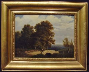 Landschaft Mit Brucke Und Spazierganger by Francois De Joinville