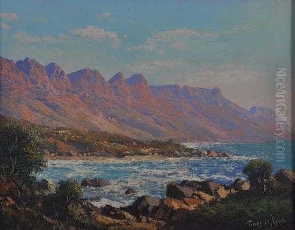 Rocky Coastal Scene With Mountains - view 1