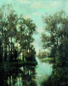 Berkenbomen Aan Een Beek by Tinus De Jong