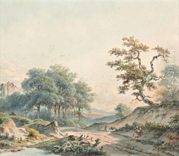 Rustende Marskramer In Italianiserend Landschap - view 1