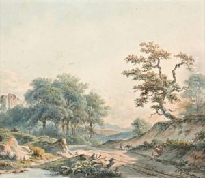 Rustende Marskramer In Italianiserend Landschap by Jan Karel Jacob De Jonge