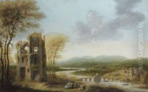 Personnages Au Pied D'une Tour En Ruines