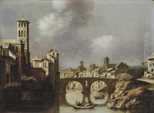 View Of The Tiber, Rome, With The Isola Tiberina And The Ponte Fabricio