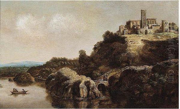 An Extensive Landscape With A Monastery Above A River - view 1