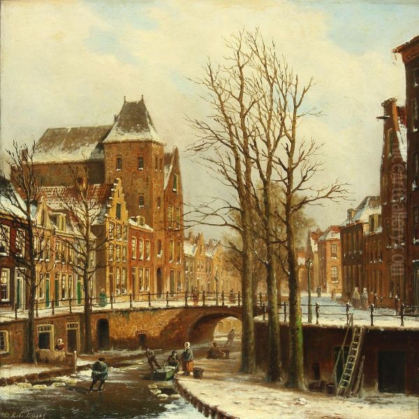 The Fortified City Castle Oudaen On The Oude Gracht In Winter, Utrecht - view 1
