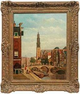 Amsterdam Mit Blickauf Die Prinsengracht Und Die Westerkerk