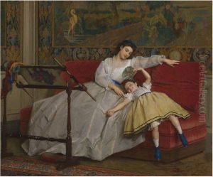 Mother With Her Young Daughter by Gustave Leonhard de Jonghe