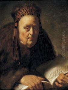 Portrait Of An Old Woman Holding A Book by Isaac de Jouderville