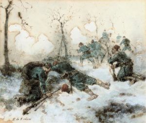 Two Scenes Of French And North African Soldiers In Thefranco-prussian War (one Illustrated) by Paul De Katow