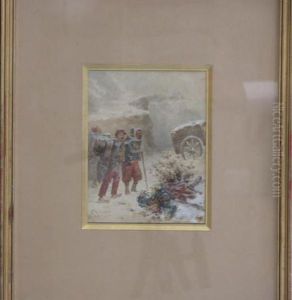 Katow Paul De (strasbourg, 1834 - Asnieres, 1897). Les Malheurs Dela Guerre. Aquarelle Rehaussee De Gouache Blanche. 18 X 14 by Paul De Katow