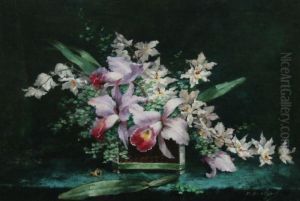 Blumenstilleben Und Goldring Auf Einem Tisch by Desire de Keghel