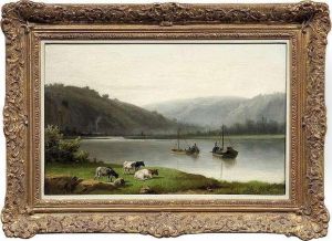 Barges On Ariver In Mountainous Landscape