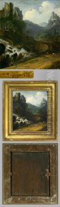 "romantische Burglandschaft" Mit Vieh-und Personenstaffage by Albert De Keyser