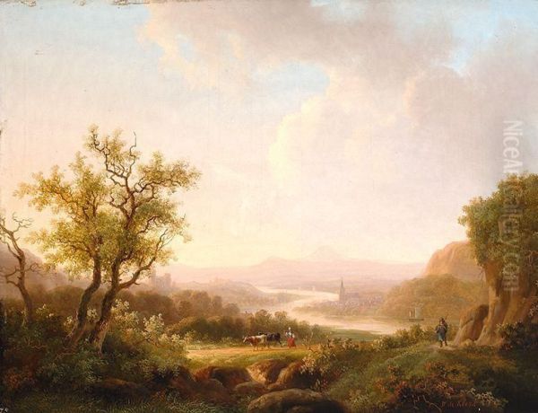 Landscape With Farmer And Cows - view 1