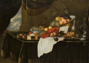 Grosses Stilleben Mit Hummer Und Fruchten