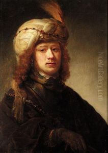 A Portrait Of A Man, Bust Length, Wearing A Turban And A Chain Of Office Over A Brown Cloak