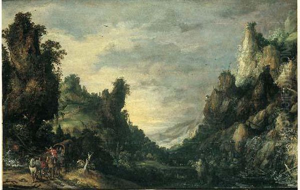 Paysage De Montagne Avec Une Carriole De Voyageurs - view 1